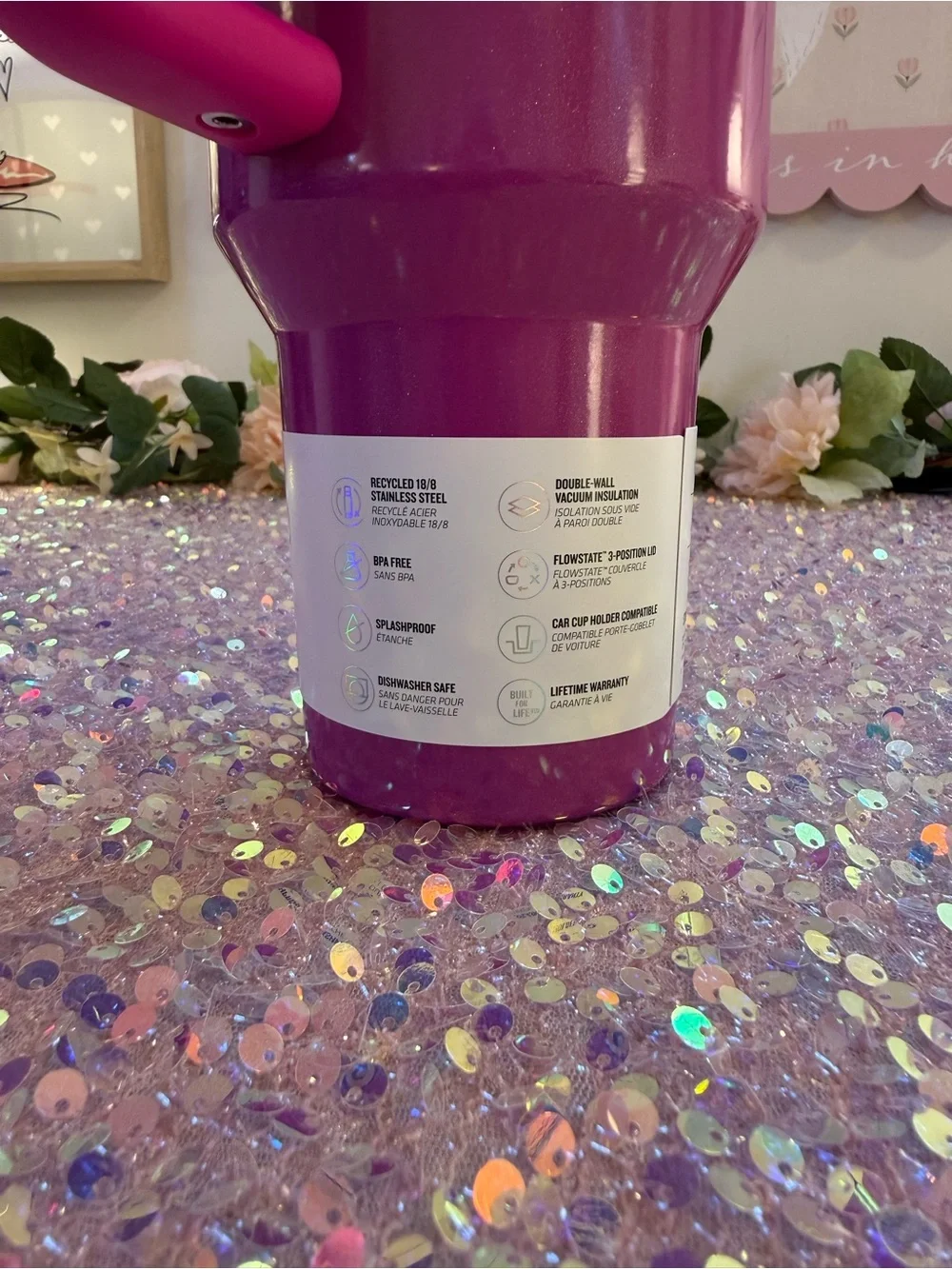 NWT Stanley 40 oz Quencher H2.0 FlowState Tumbler in “Punch Shimmer” 🩷✨ - Picture 5 of 9